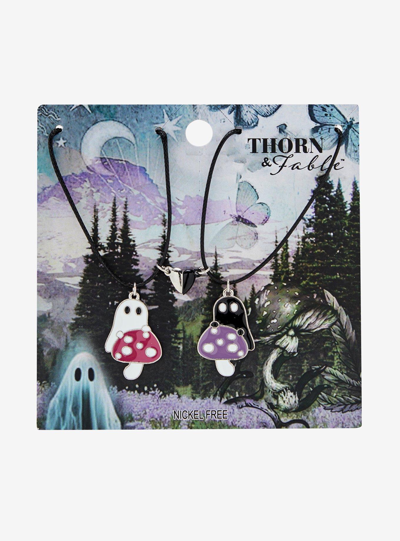 Thorn & Fable® Ghost Mushroom Magnetic Best Friend Necklace Set, , hi-res