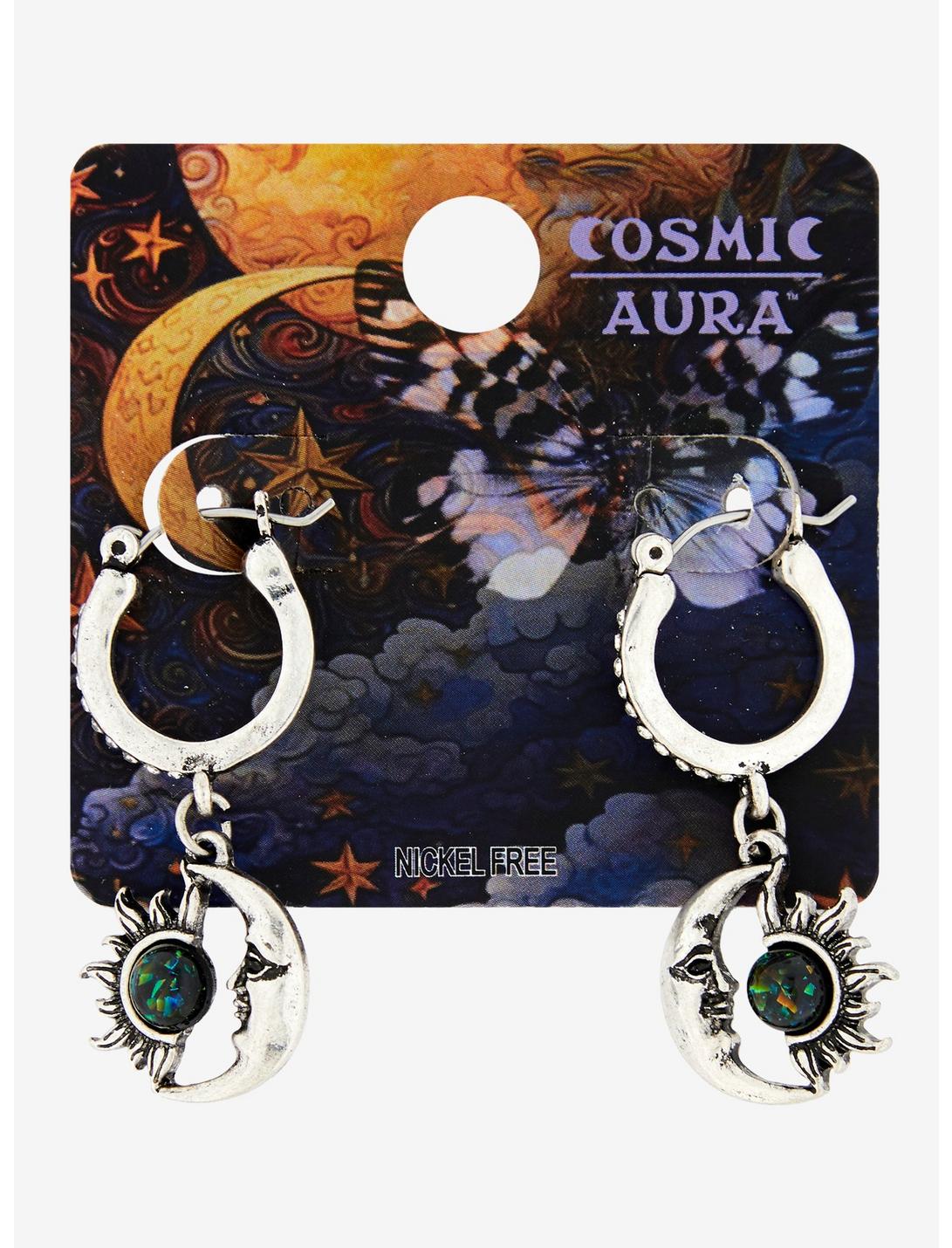 Cosmic Aura Sun & Moon Gem Huggie Hoops, , hi-res