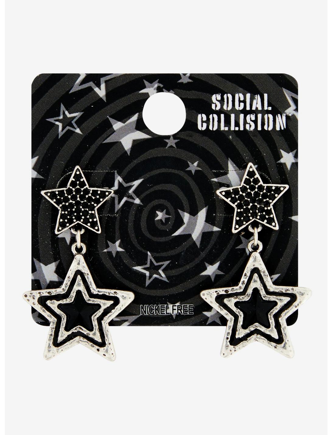 Social Collision Black Star Gem Earrings, , hi-res