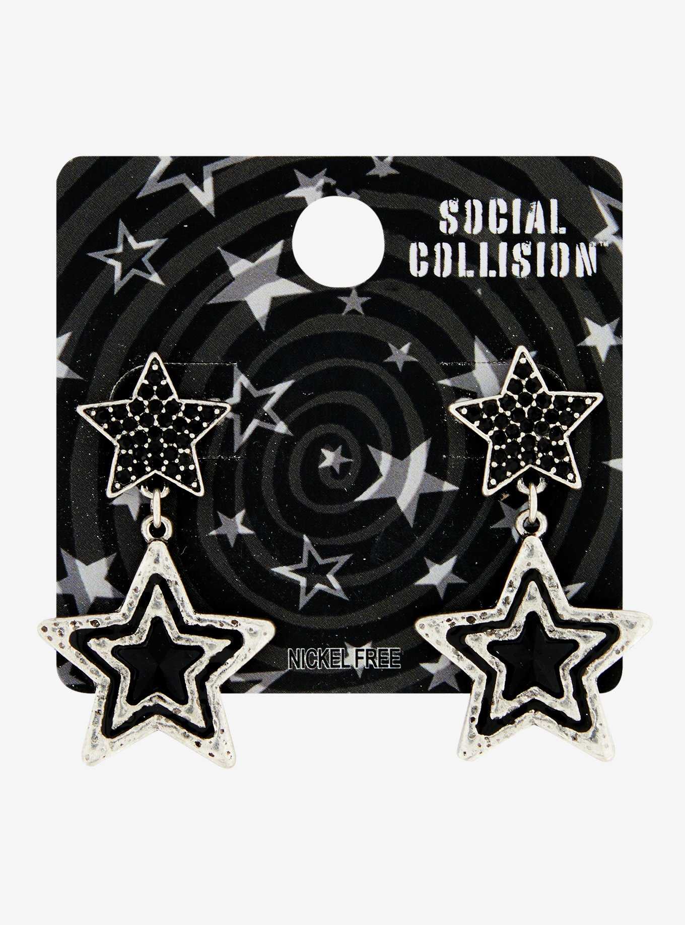 Social Collision Black Star Gem Earrings, , hi-res