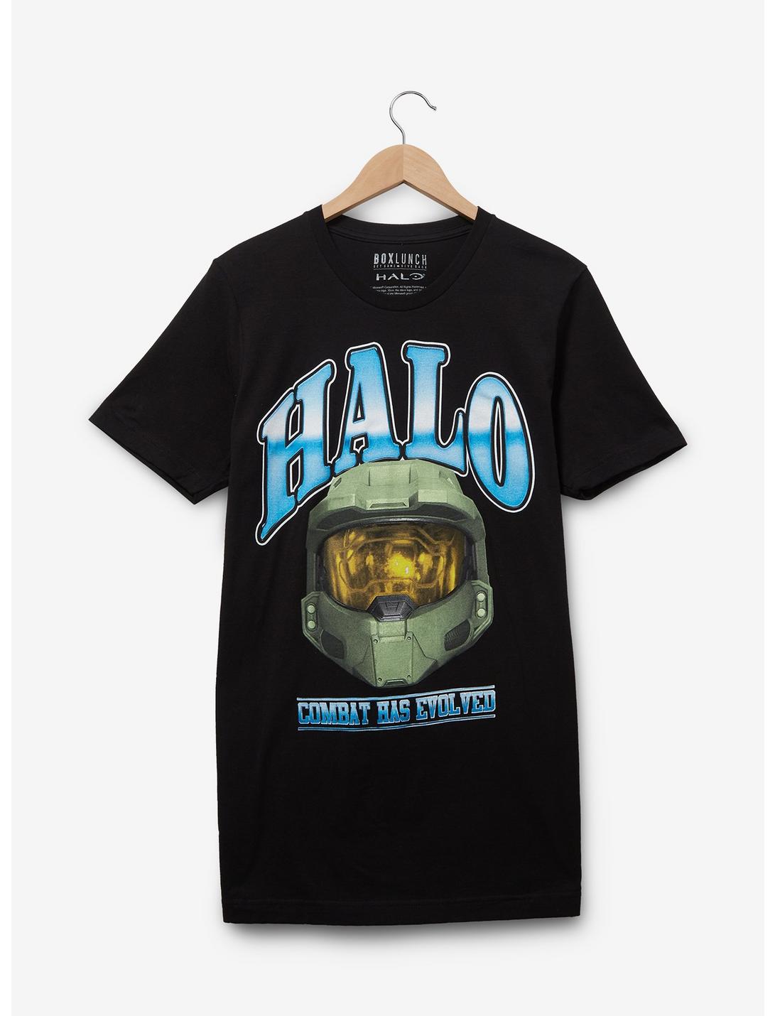 Halo Master Chief Helmet Retro Style T-Shirt - BoxLunch Exclusive, BLACK, hi-res