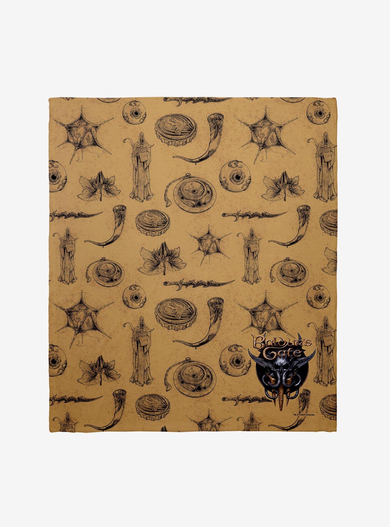 Dungeons Dragons Baldur s Gate 3 Pattern Throw Blanket WHITE