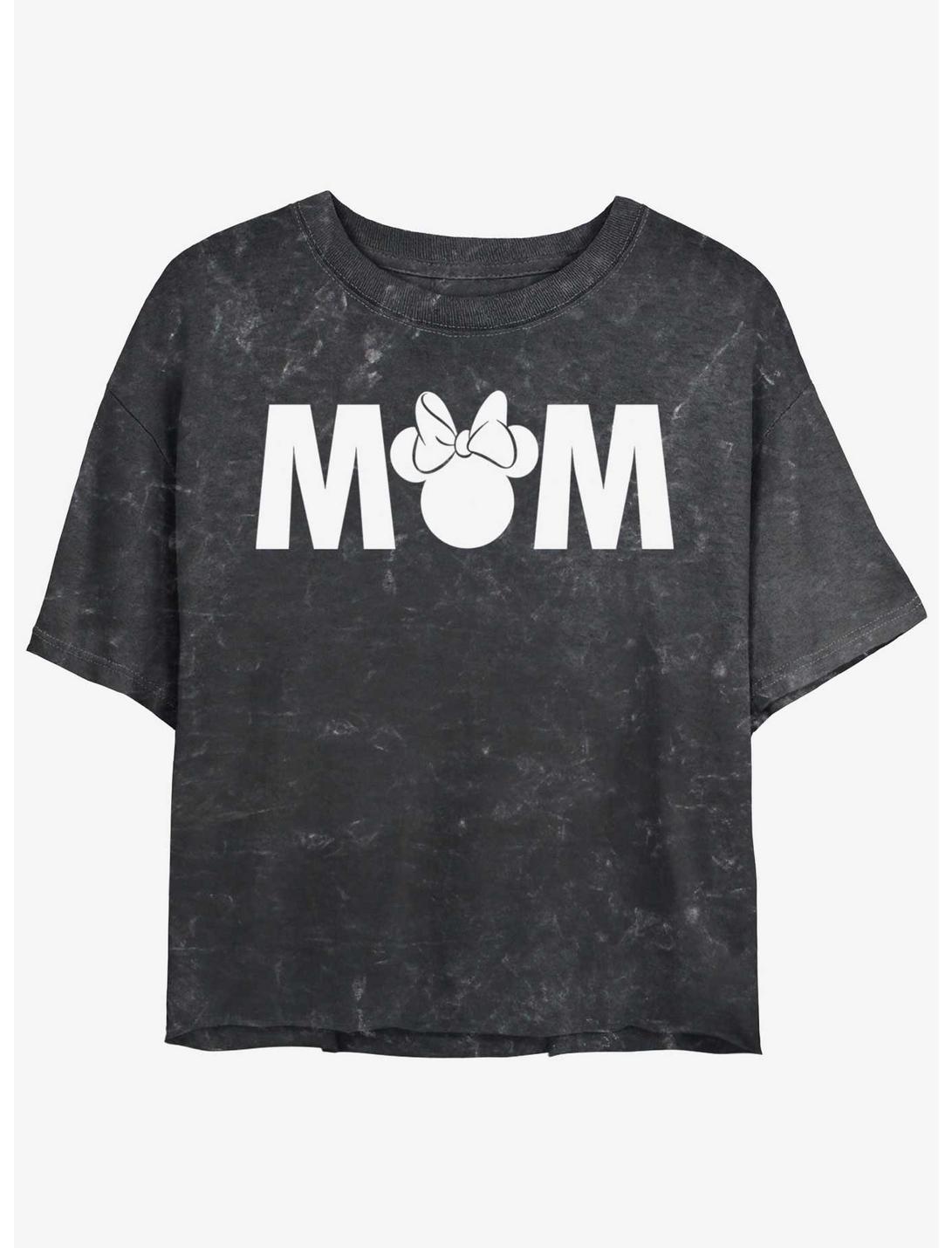 Disney Minnie Mouse Mom Girls Mineral Wash Crop T-Shirt, BLACK, hi-res