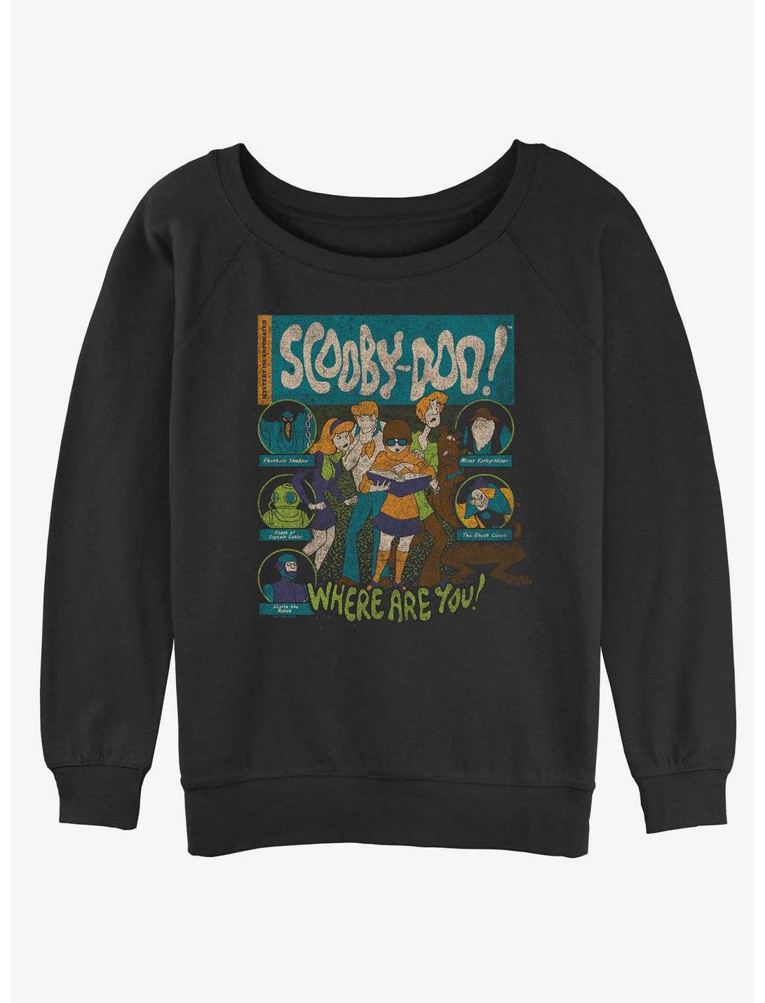 Scooby Doo Mystery Poster Girls Slouchy Sweatshirt, BLACK, hi-res