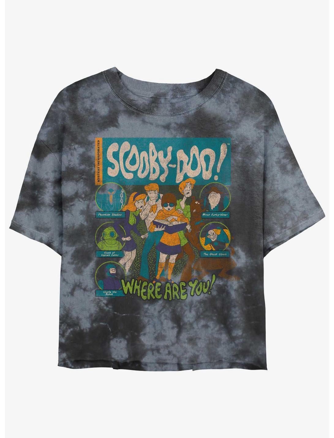 Scooby Doo Mystery Poster Girls Tie-Dye Crop T-Shirt, BLKCHAR, hi-res