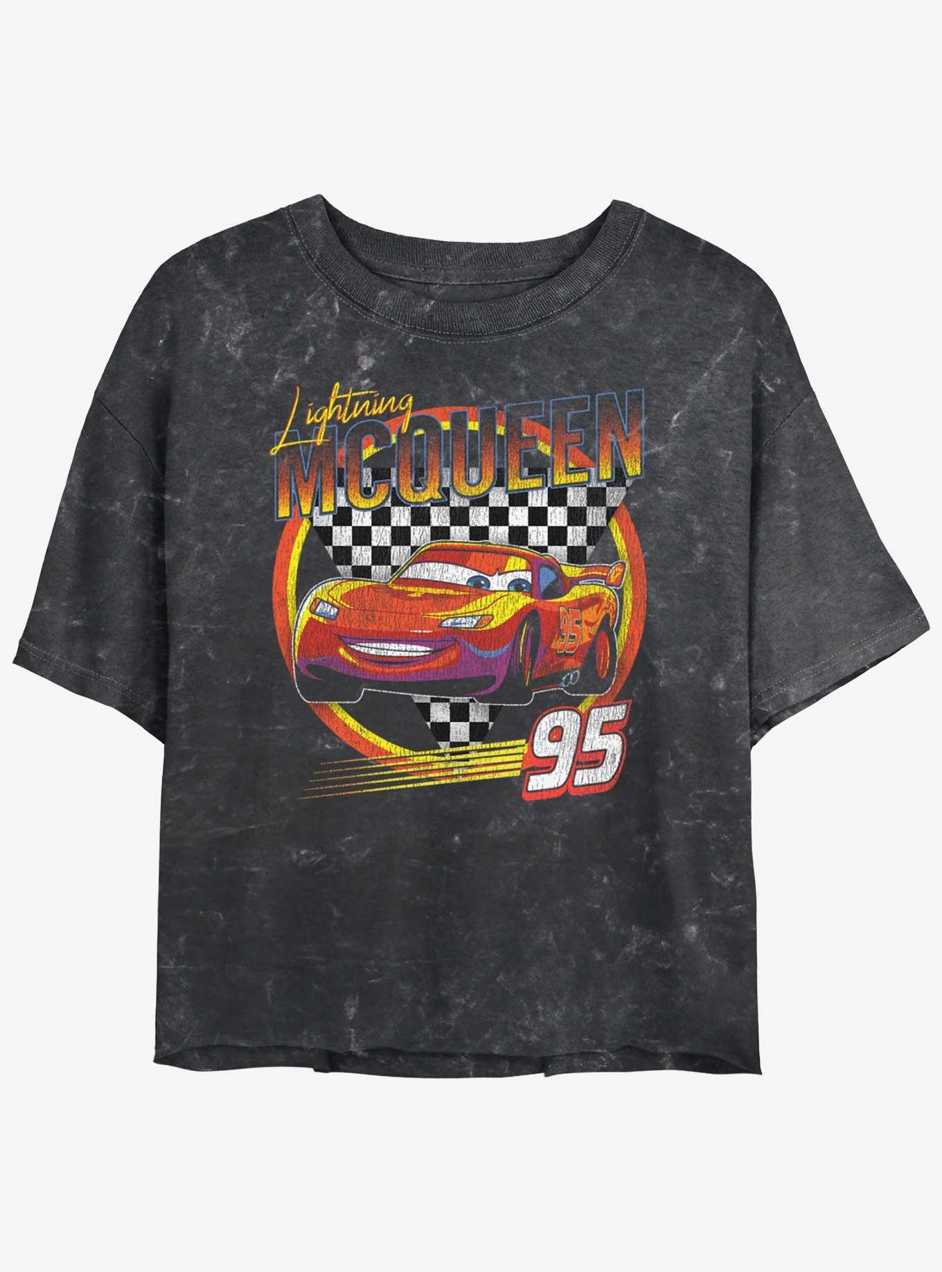 Disney Pixar Cars Lightning McQueen Vintage Girls Mineral Wash Crop T-Shirt