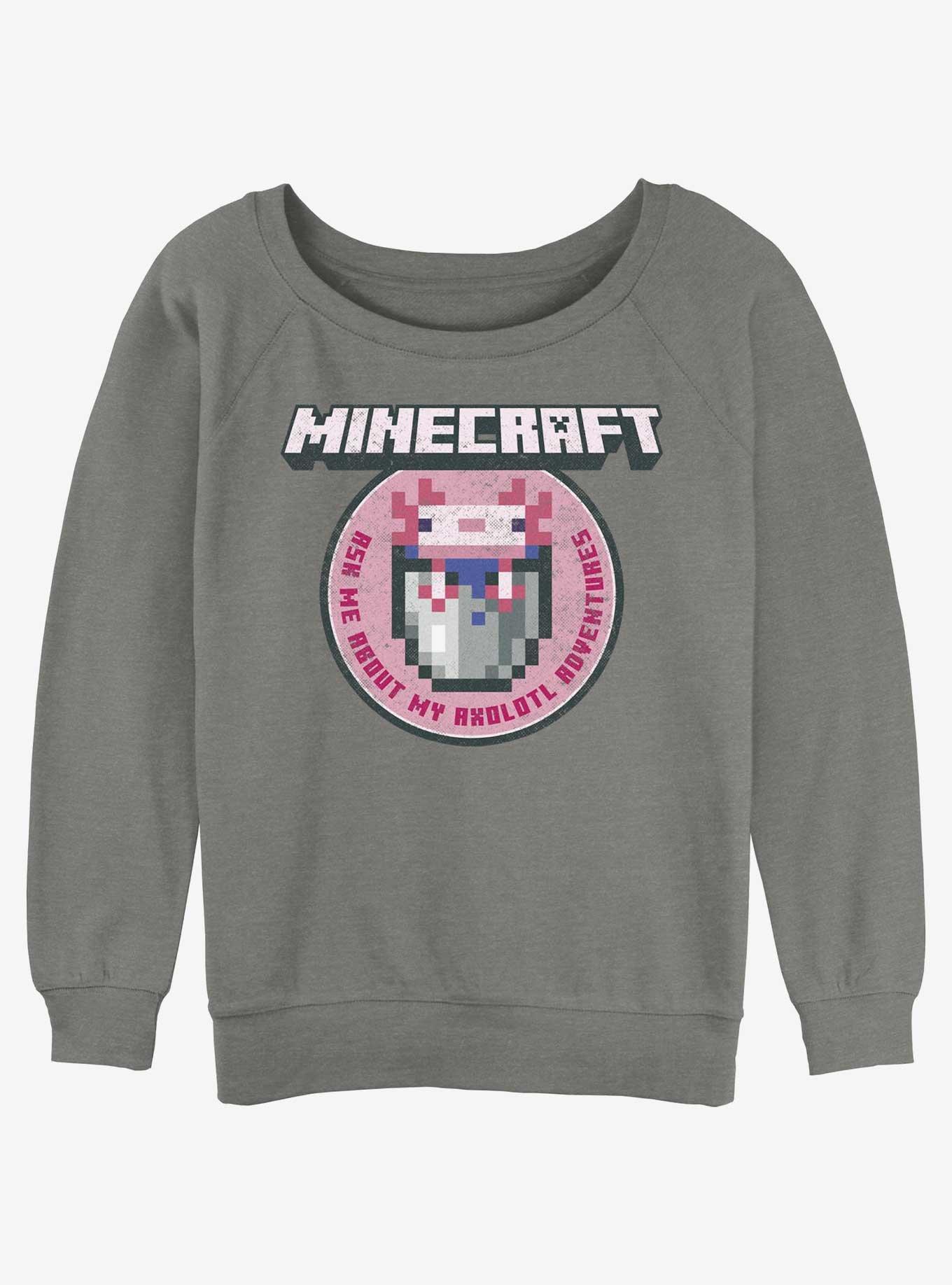 Minecraft Axolotl Adventures Girls Slouchy Sweatshirt, GRAY HTR, hi-res