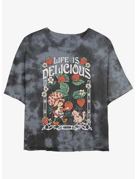 Strawberry Shortcake Life Is Delicious Girls Tie-Dye Crop T-Shirt, , hi-res