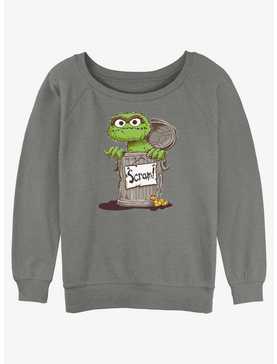 Sesame Street Oscar Scram Sign Girls Slouchy Sweatshirt, , hi-res