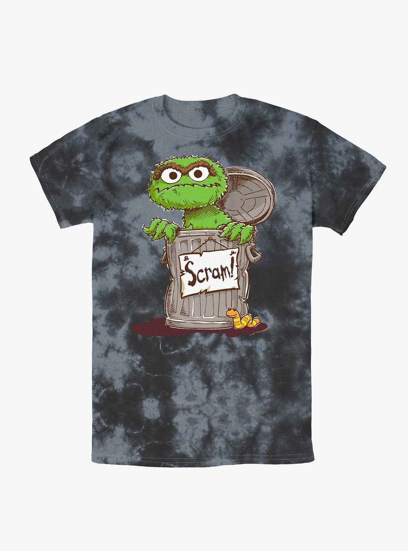 Sesame Street Oscar Scram Sign Tie-Dye T-Shirt, BLKCHAR, hi-res