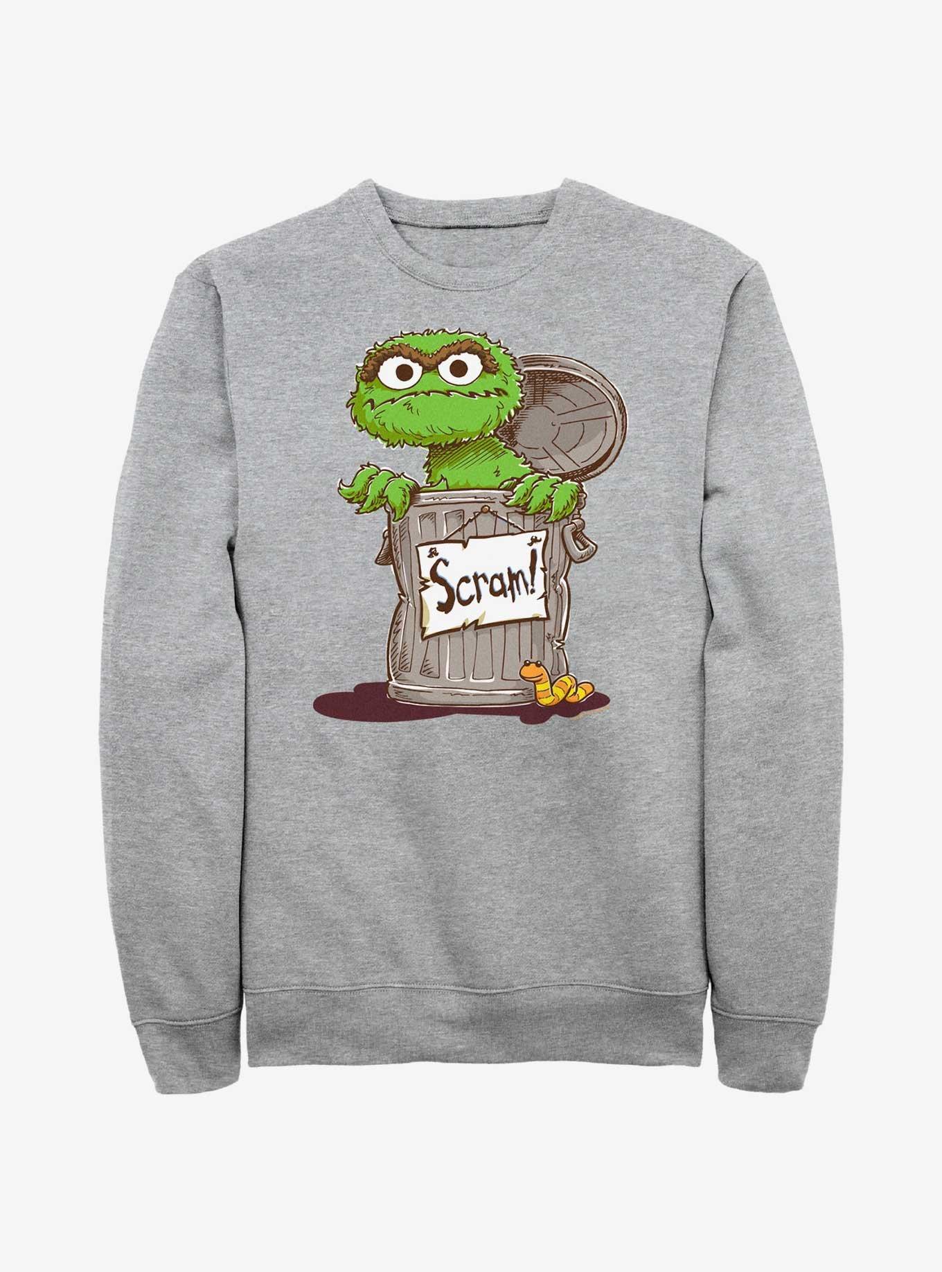 Sesame Street Oscar Scram Sign Sweatshirt, ATH HTR, hi-res