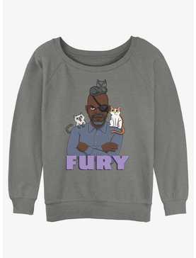 Marvel The Marvels Nick Fury Cats Girls Slouchy Sweatshirt, , hi-res