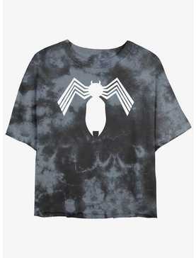 Marvel Spider-Man Symbiote Spider-Man Logo Womens Tie-Dye Crop T-Shirt, , hi-res