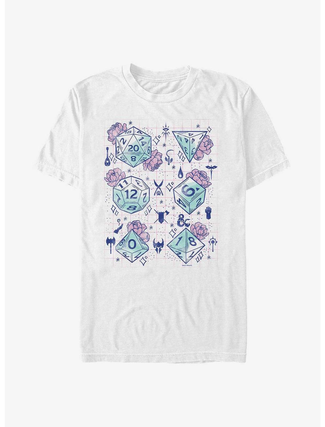 Dungeons & Dragons Floral Dice T-Shirt, WHITE, hi-res