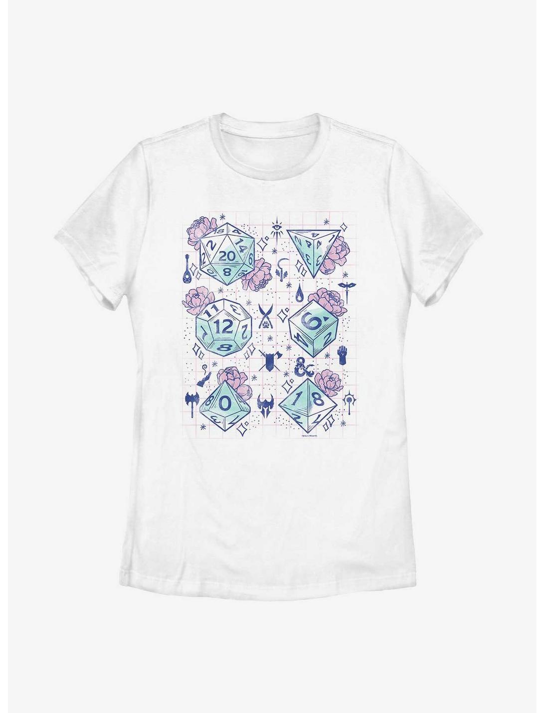 Dungeons & Dragons Floral Dice Womens T-Shirt, WHITE, hi-res