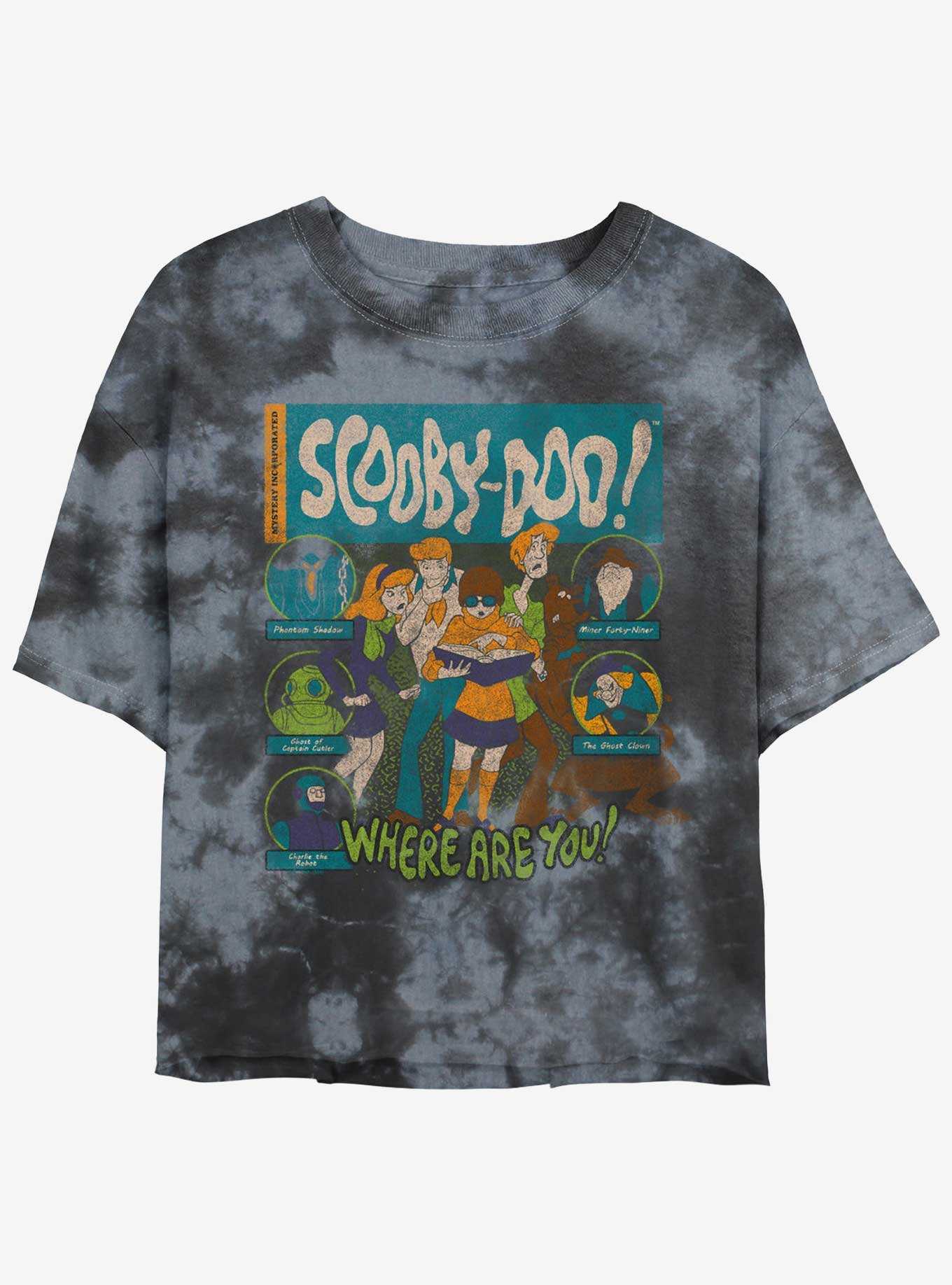Scooby Doo Mystery Poster Womens Tie-Dye Crop T-Shirt, , hi-res