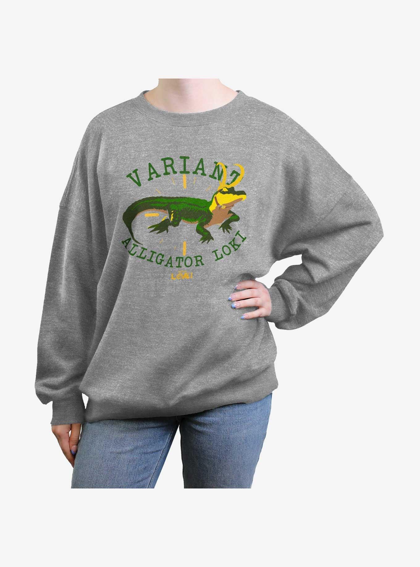 Marvel Loki Variant Alligator Marvel Loki Womens Oversized Sweatshirt, HEATHER GR, hi-res