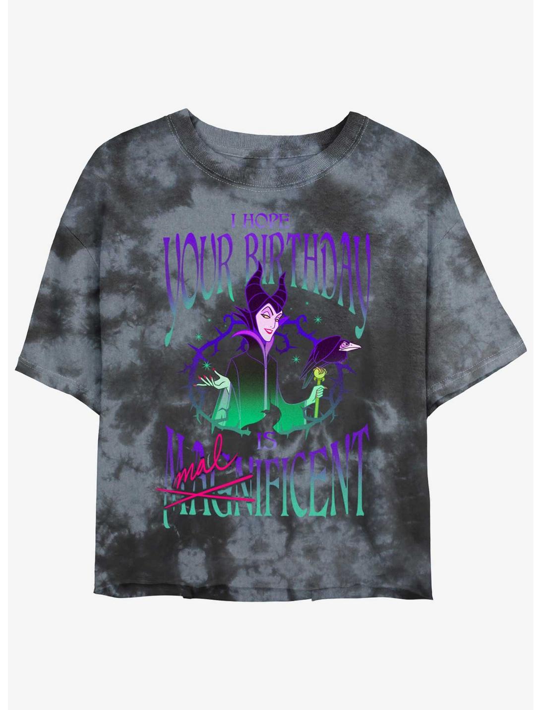 Disney Villains Hope Your Birthday Is Maleficent Womens Tie-Dye Crop T-Shirt, BLKCHAR, hi-res