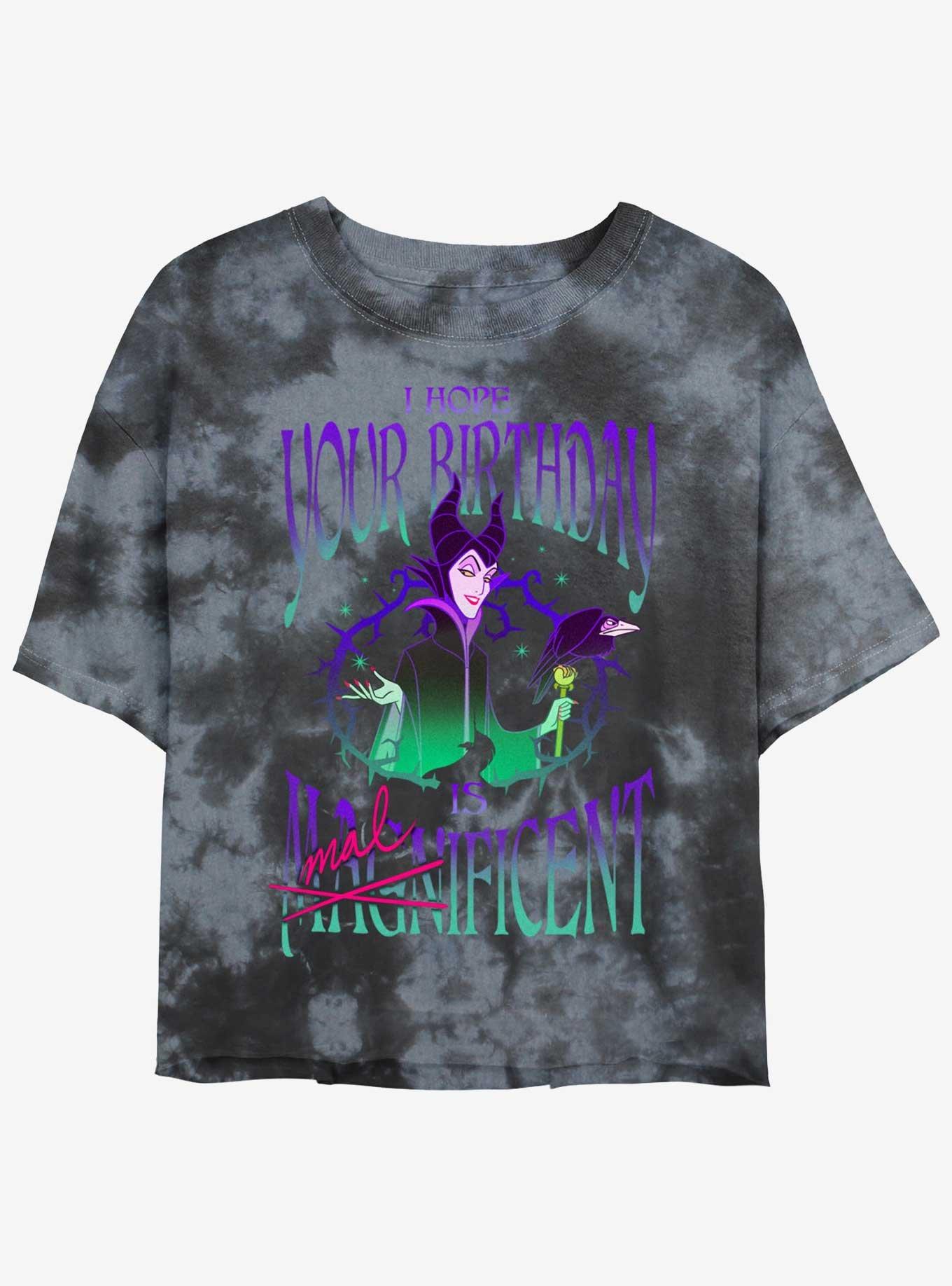 Disney Villains Hope Your Birthday Is Maleficent Womens Tie-Dye Crop T-Shirt, , hi-res