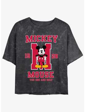 Disney Mickey Mouse The One And Only Womens Mineral Wash Crop T-Shirt, , hi-res
