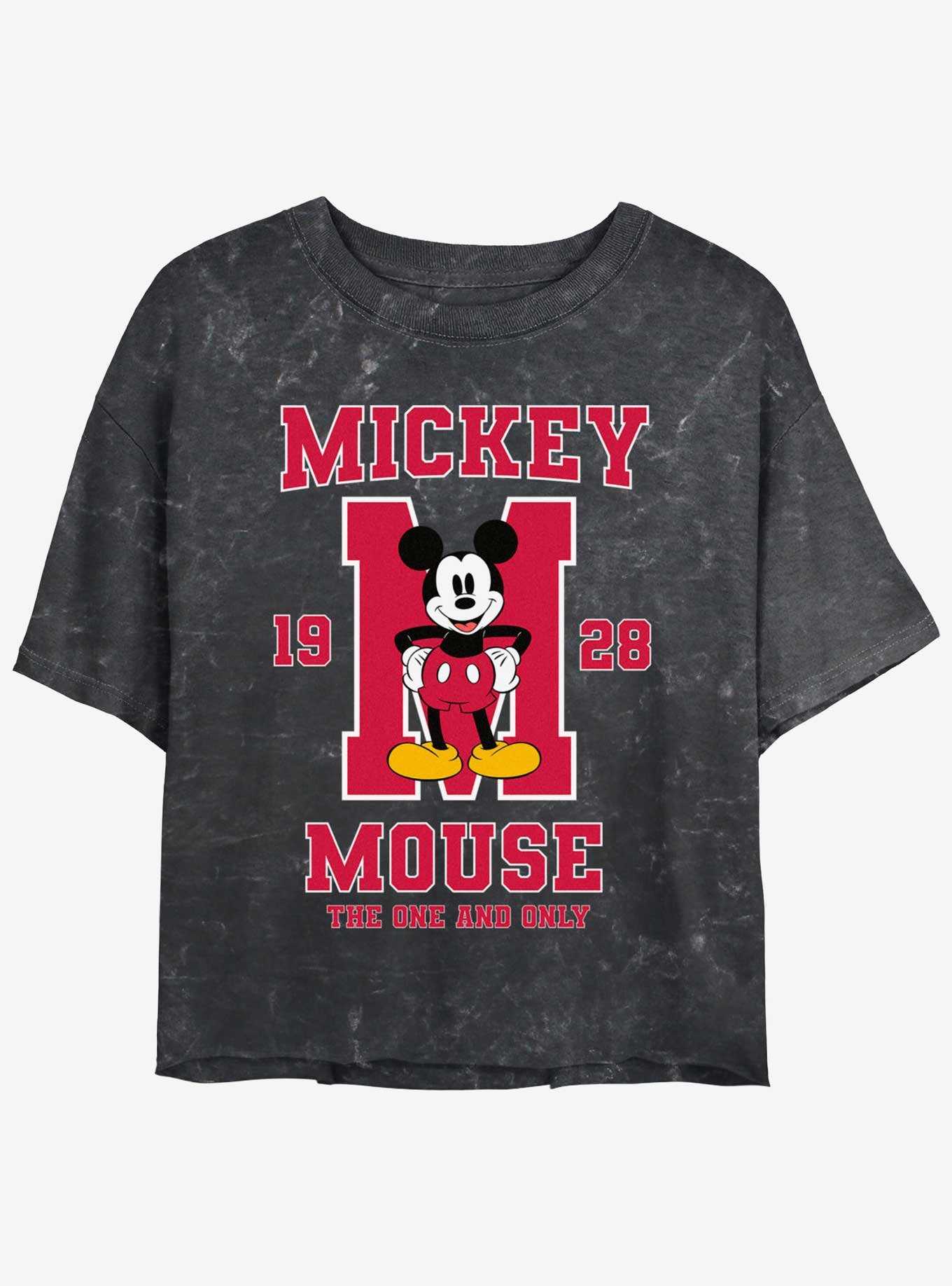 Disney Mickey Mouse The One And Only Womens Mineral Wash Crop T-Shirt, , hi-res