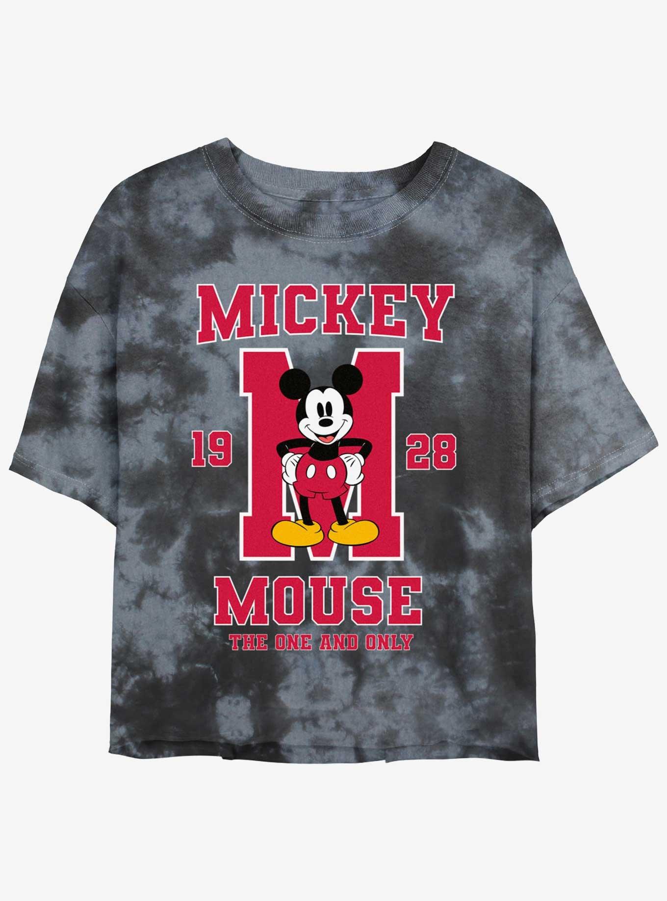 Disney Mickey Mouse The One And Only Womens Tie-Dye Crop T-Shirt, BLKCHAR, hi-res