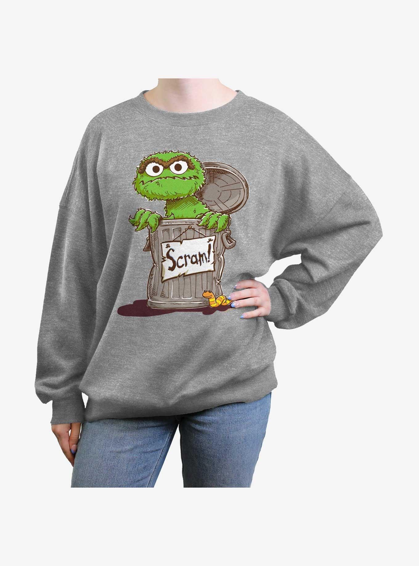 Sesame Street Oscar Scram Sign Womens Oversized Sweatshirt, , hi-res