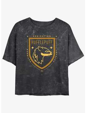 Harry Potter Hufflepuff House Crest Womens Mineral Wash Crop T-Shirt, , hi-res