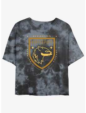 Harry Potter Hufflepuff House Crest Womens Tie-Dye Crop T-Shirt, , hi-res