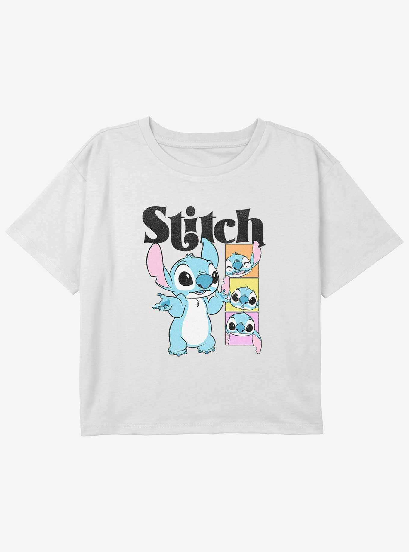 Disney Lilo & Stitch Stitch Poses Youth Girls Boxy Crop T-Shirt, , hi-res