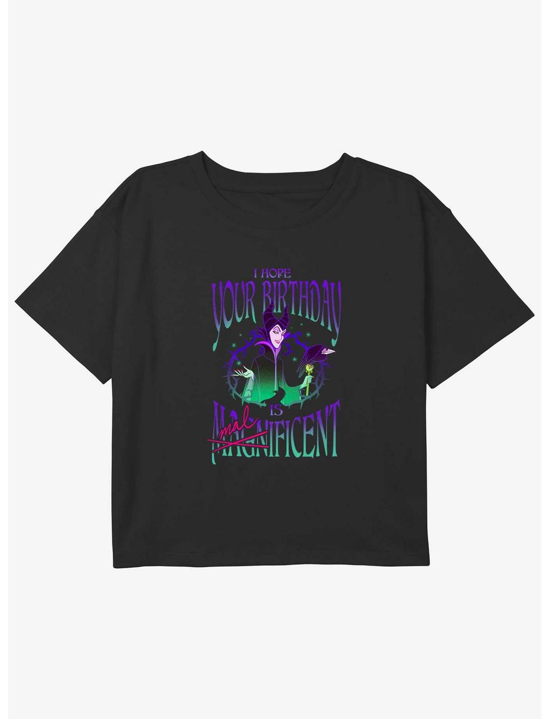 Disney Villains Hope Your Birthday Is Maleficent Youth Girls Boxy Crop T-Shirt, BLACK, hi-res