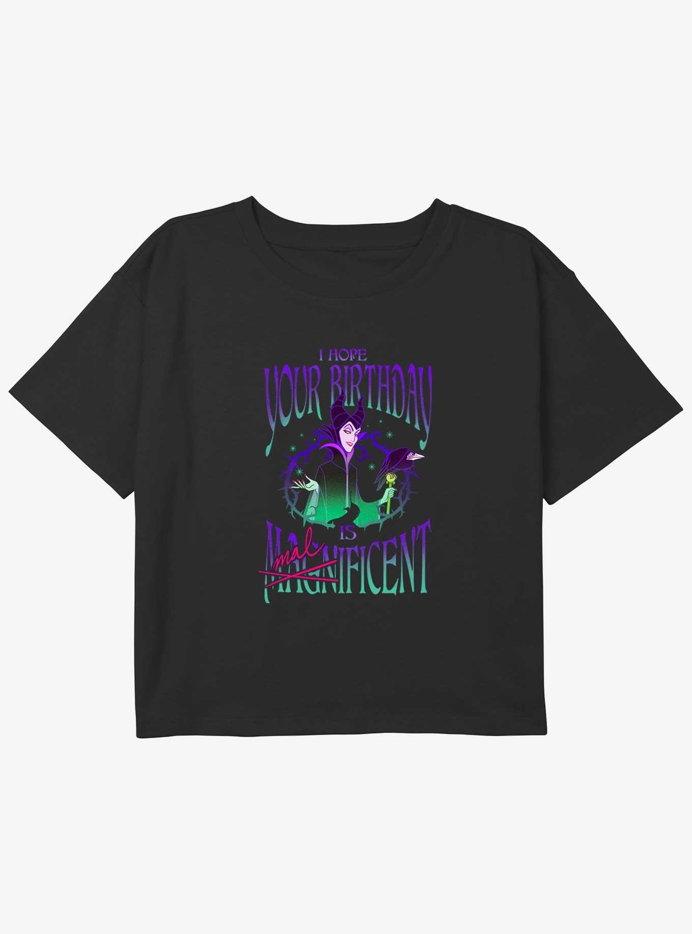 Disney Villains Hope Your Birthday Is Maleficent Youth Girls Boxy Crop T-Shirt, , hi-res
