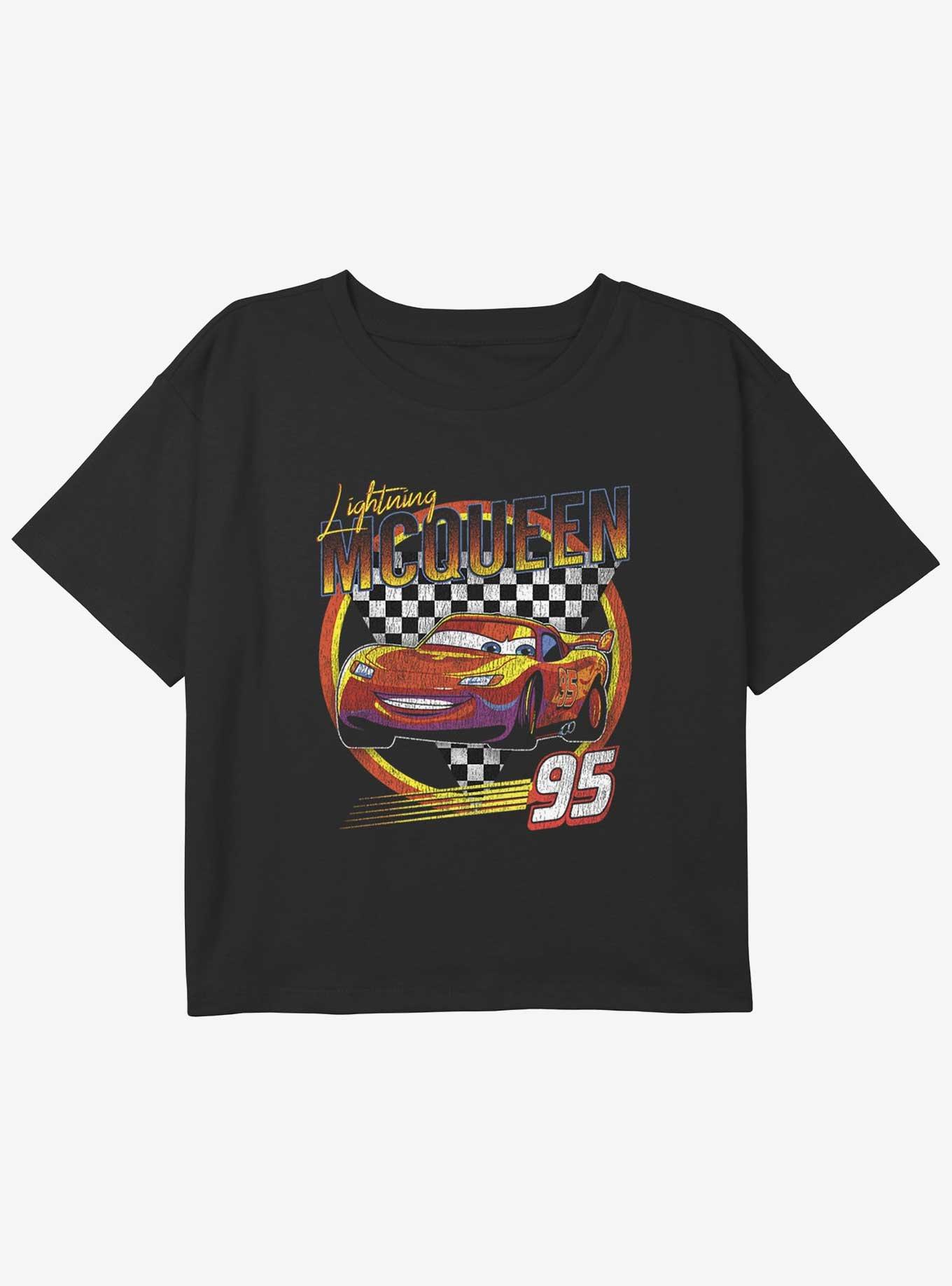 Disney Pixar Cars Lightning McQueen Vintage Youth Girls Boxy Crop T-Shirt, , hi-res