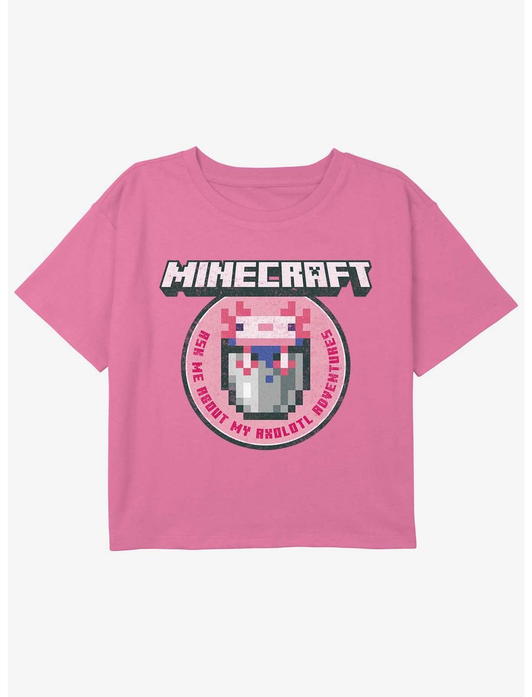 Minecraft Axolotl Adventures Youth Girls Boxy Crop T-Shirt, PINK, hi-res