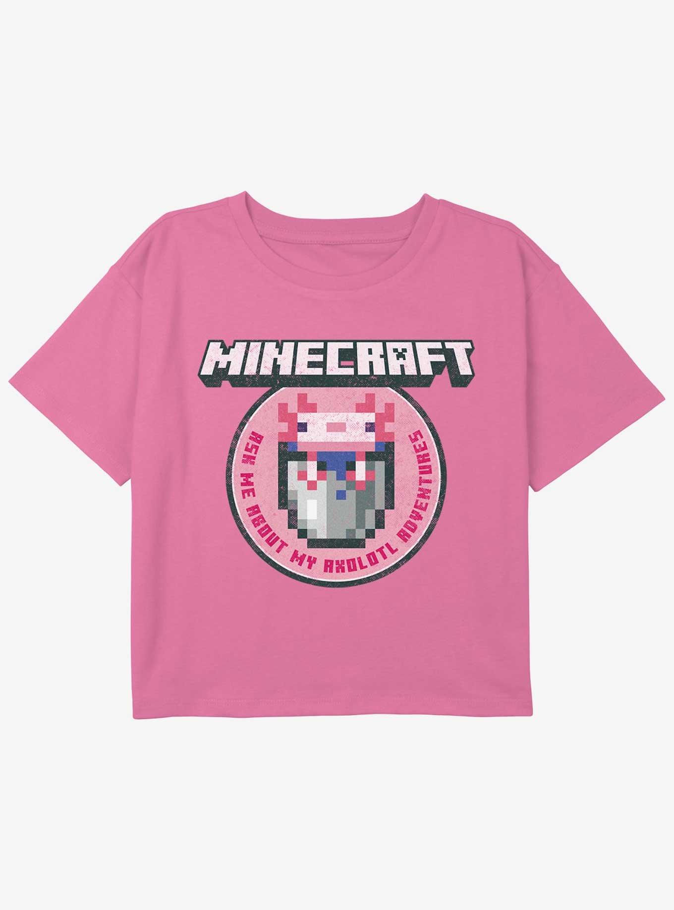 Minecraft Axolotl Adventures Youth Girls Boxy Crop T-Shirt, , hi-res