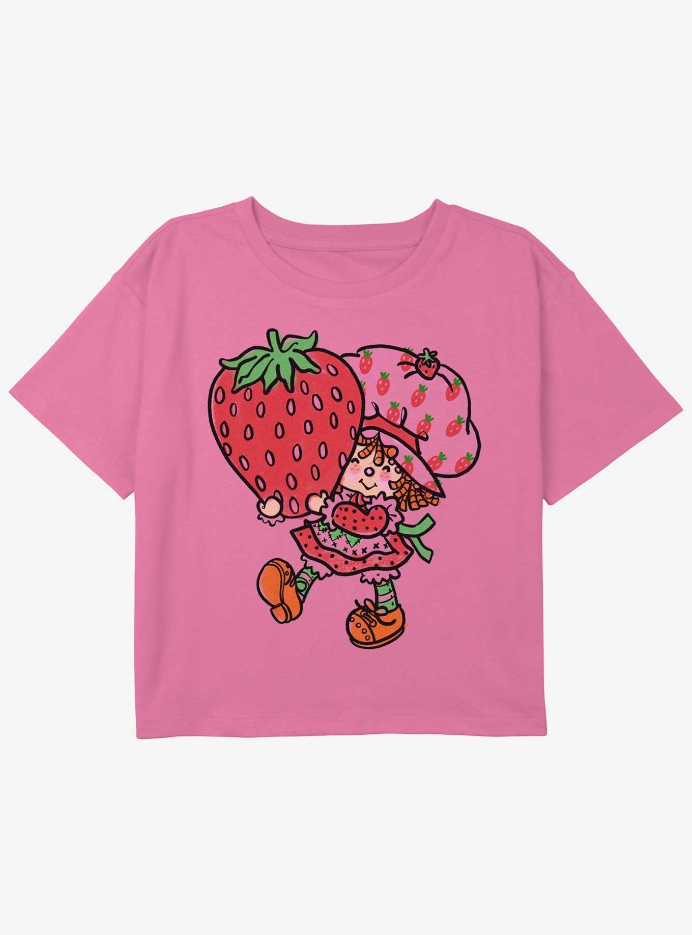 Strawberry Shortcake Big Strawberry Youth Girls Boxy Crop T-Shirt, PINK, hi-res