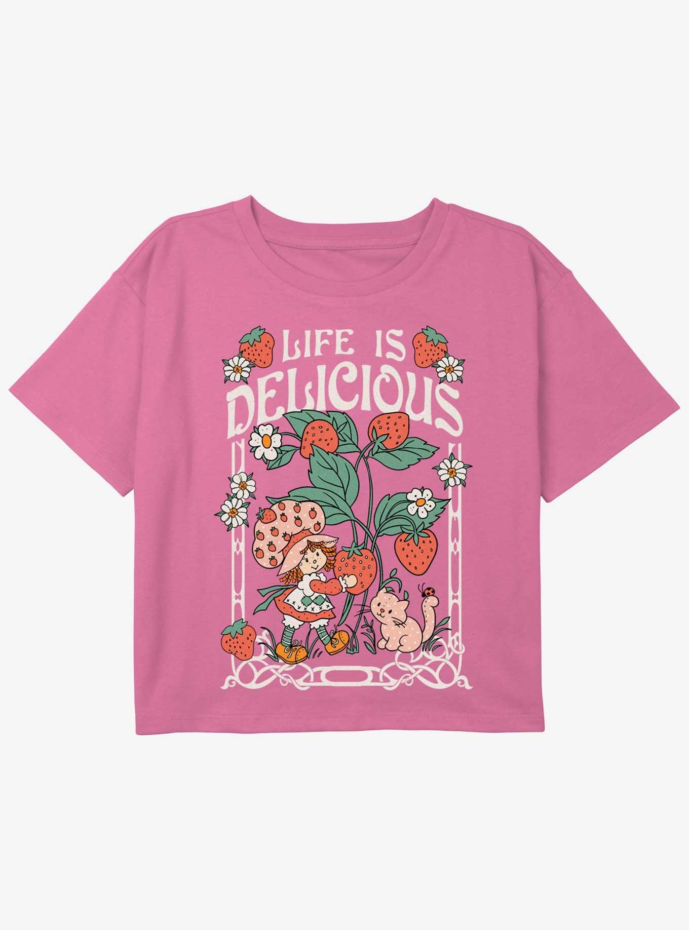Strawberry Shortcake Life Is Delicious Youth Girls Boxy Crop T-Shirt, , hi-res