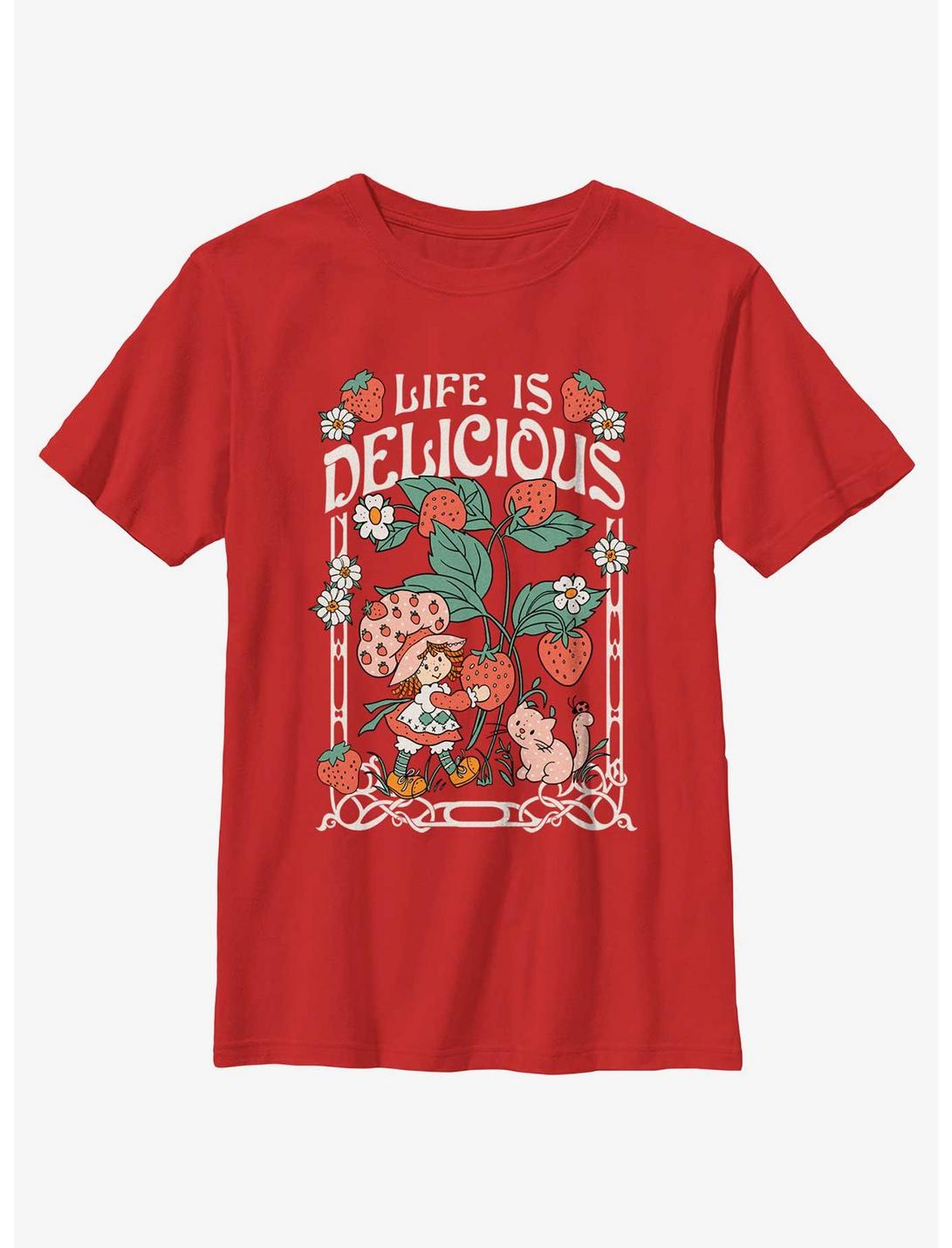 Strawberry Shortcake Life Is Delicious Youth T-Shirt, RED, hi-res