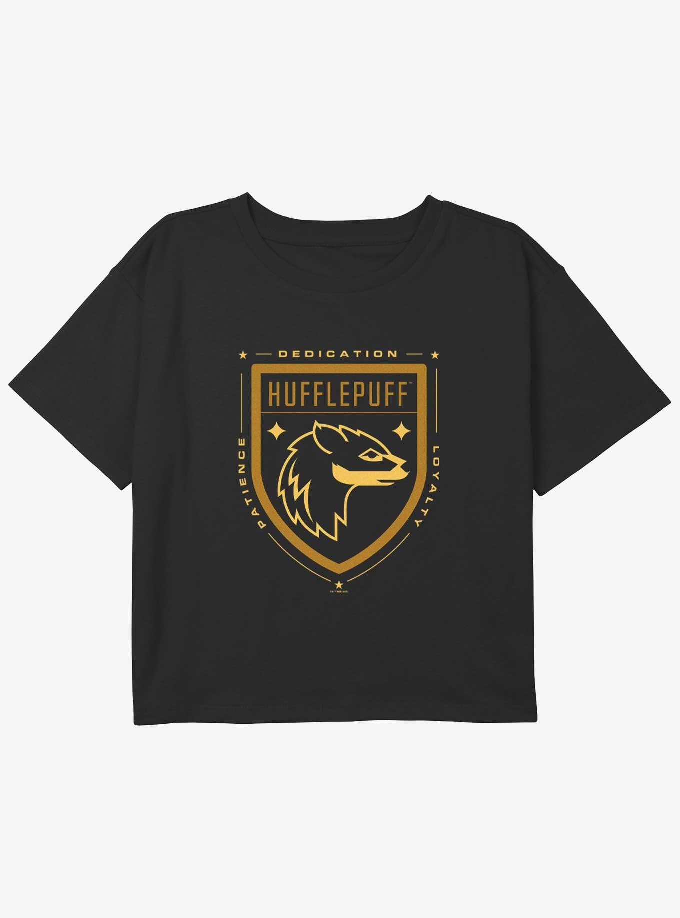 Harry Potter Hufflepuff House Crest Youth Girls Boxy Crop T-Shirt, , hi-res
