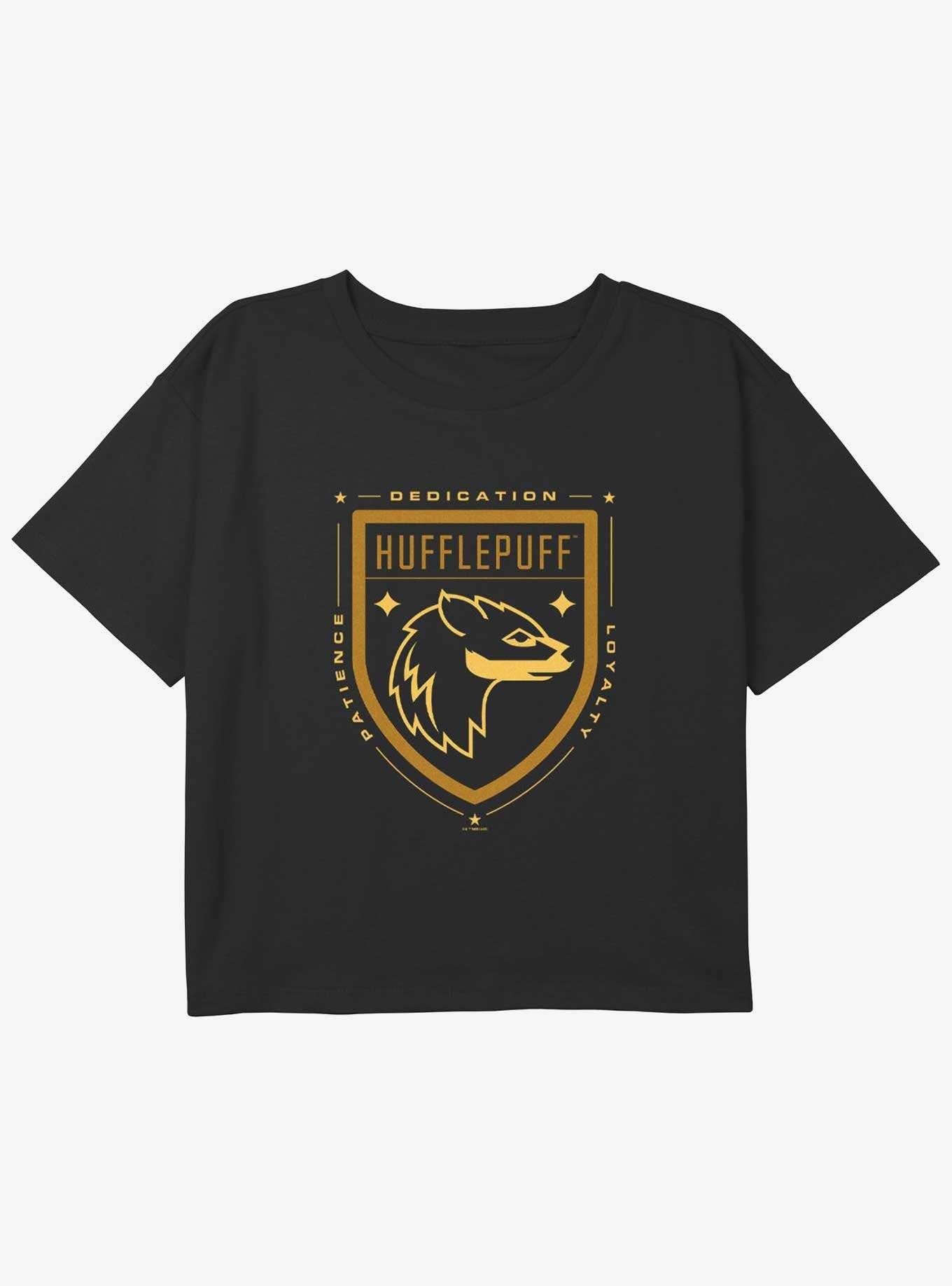 Harry Potter Hufflepuff House Crest Youth Girls Boxy Crop T-Shirt, , hi-res