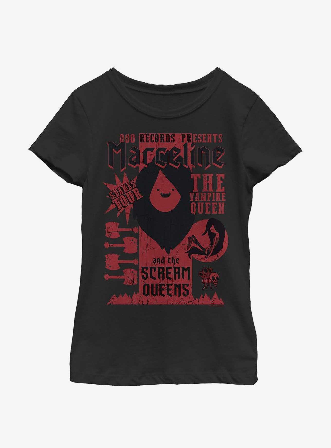 Adventure Time Marceline Scream Queens Stakes Tour Youth Girls T-Shirt, BLACK, hi-res