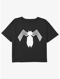 Marvel Spider-Man Symbiote Spider-Man Logo Youth Girls Boxy Crop T-Shirt, BLACK, hi-res