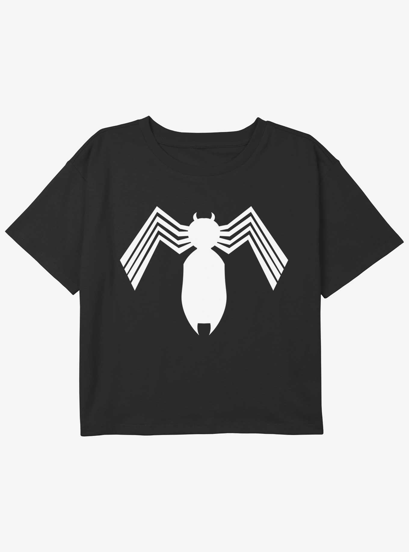 Marvel Spider-Man Symbiote Spider-Man Logo Youth Girls Boxy Crop T-Shirt, , hi-res