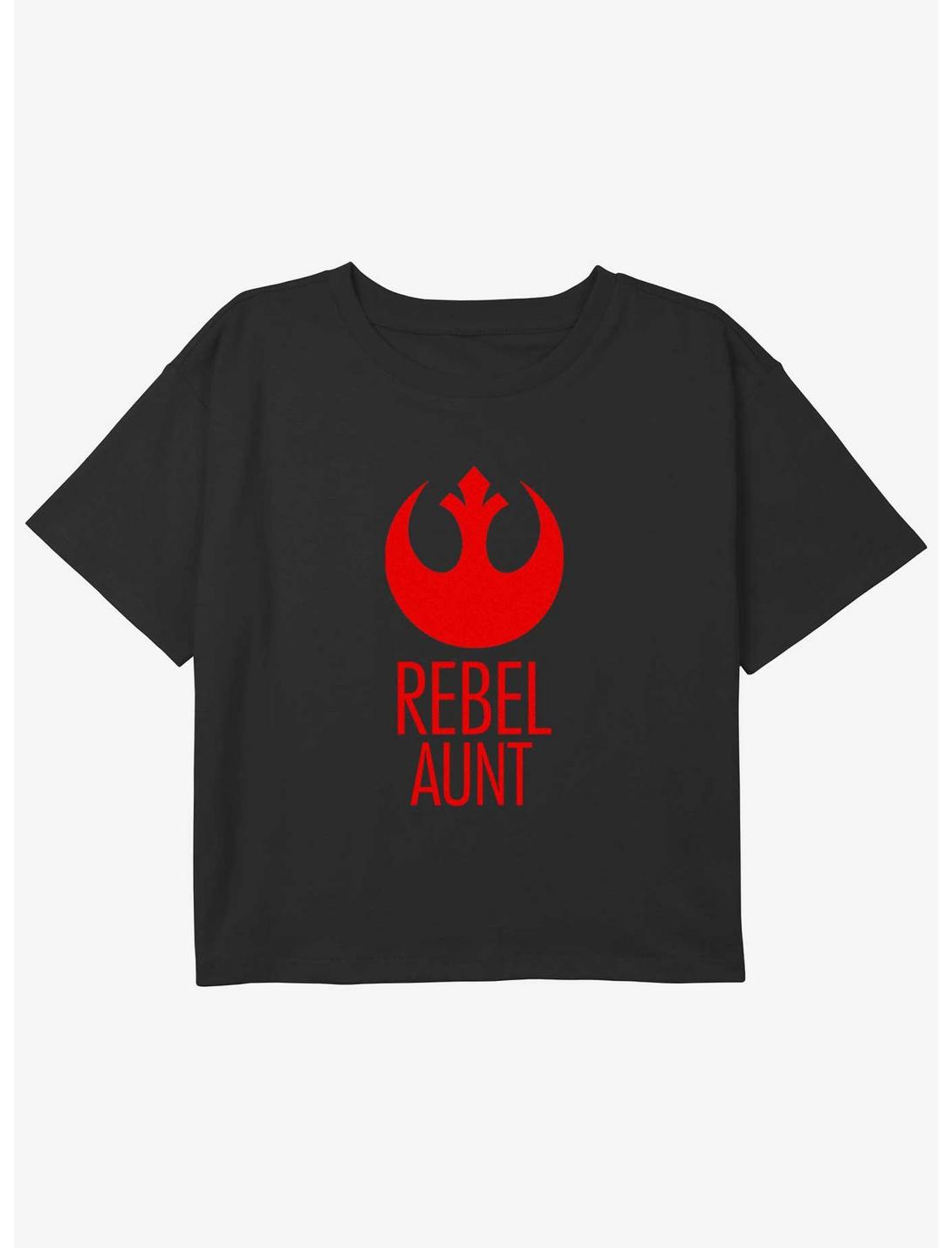 Star Wars Rebel Aunt Youth Girls Boxy Crop T-Shirt, BLACK, hi-res