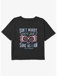 Harry Potter Just As Sane As Luna Youth Girls Boxy Crop T-Shirt, BLACK, hi-res