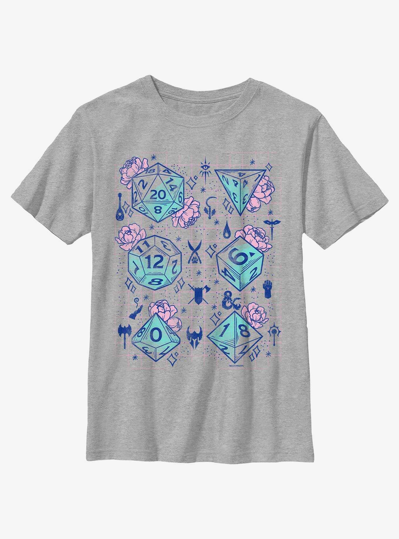Dungeons & Dragons Floral Dice Youth T-Shirt, , hi-res
