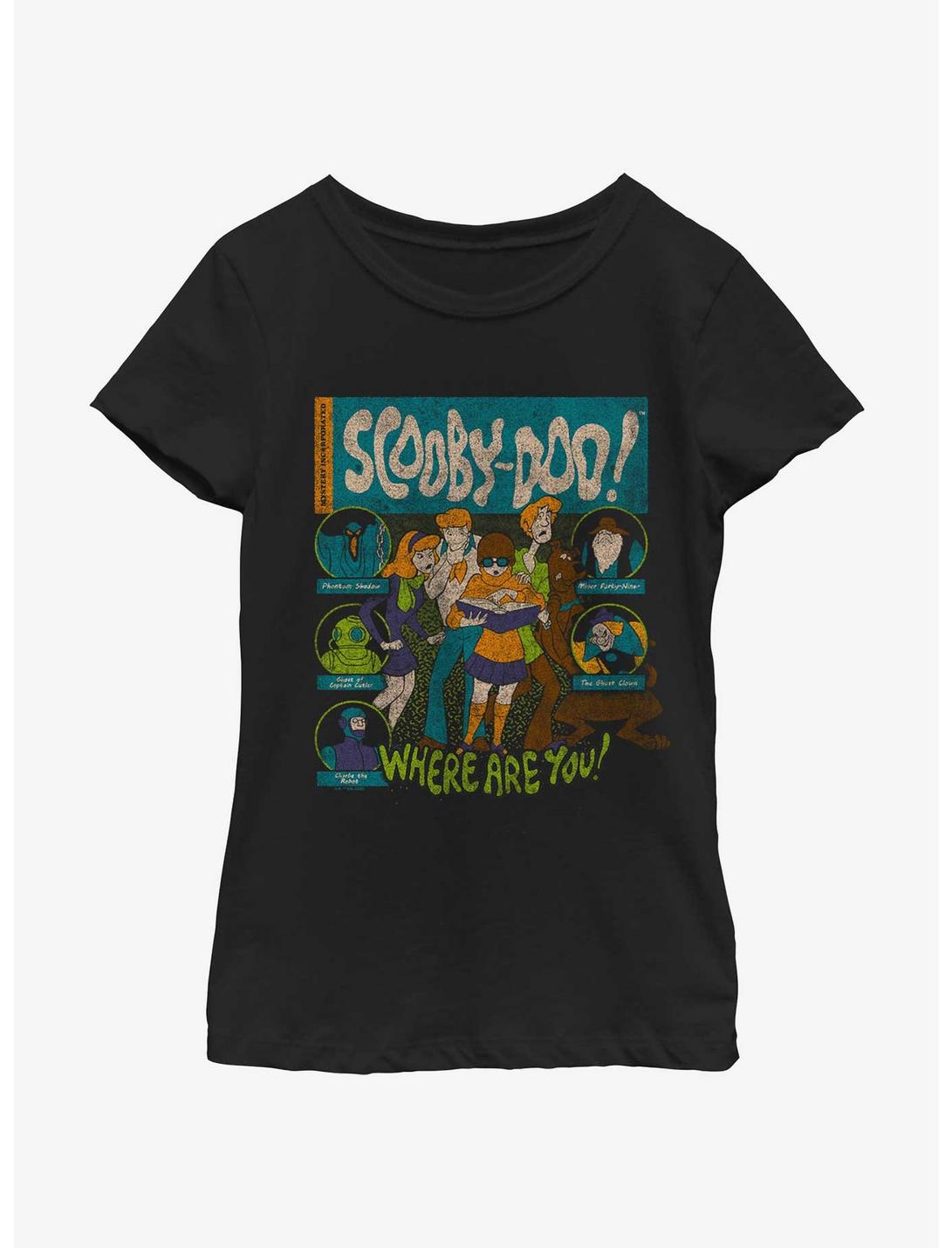 Scooby Doo Mystery Poster Youth Girls T-Shirt, BLACK, hi-res