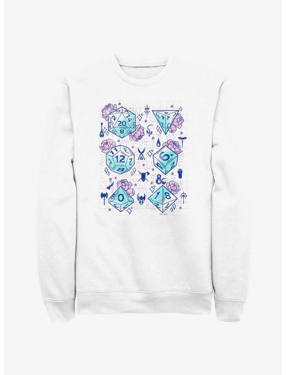 Dungeons & Dragons Floral Dice Sweatshirt, WHITE, hi-res
