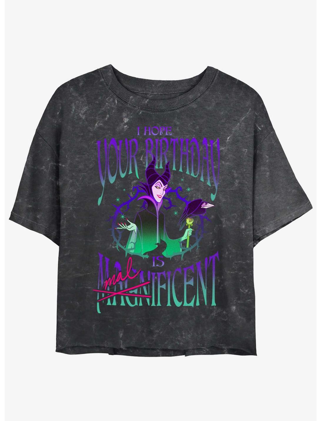 Disney Villains Hope Your Birthday Is Maleficent Womens Mineral Wash Crop T-Shirt, BLACK, hi-res