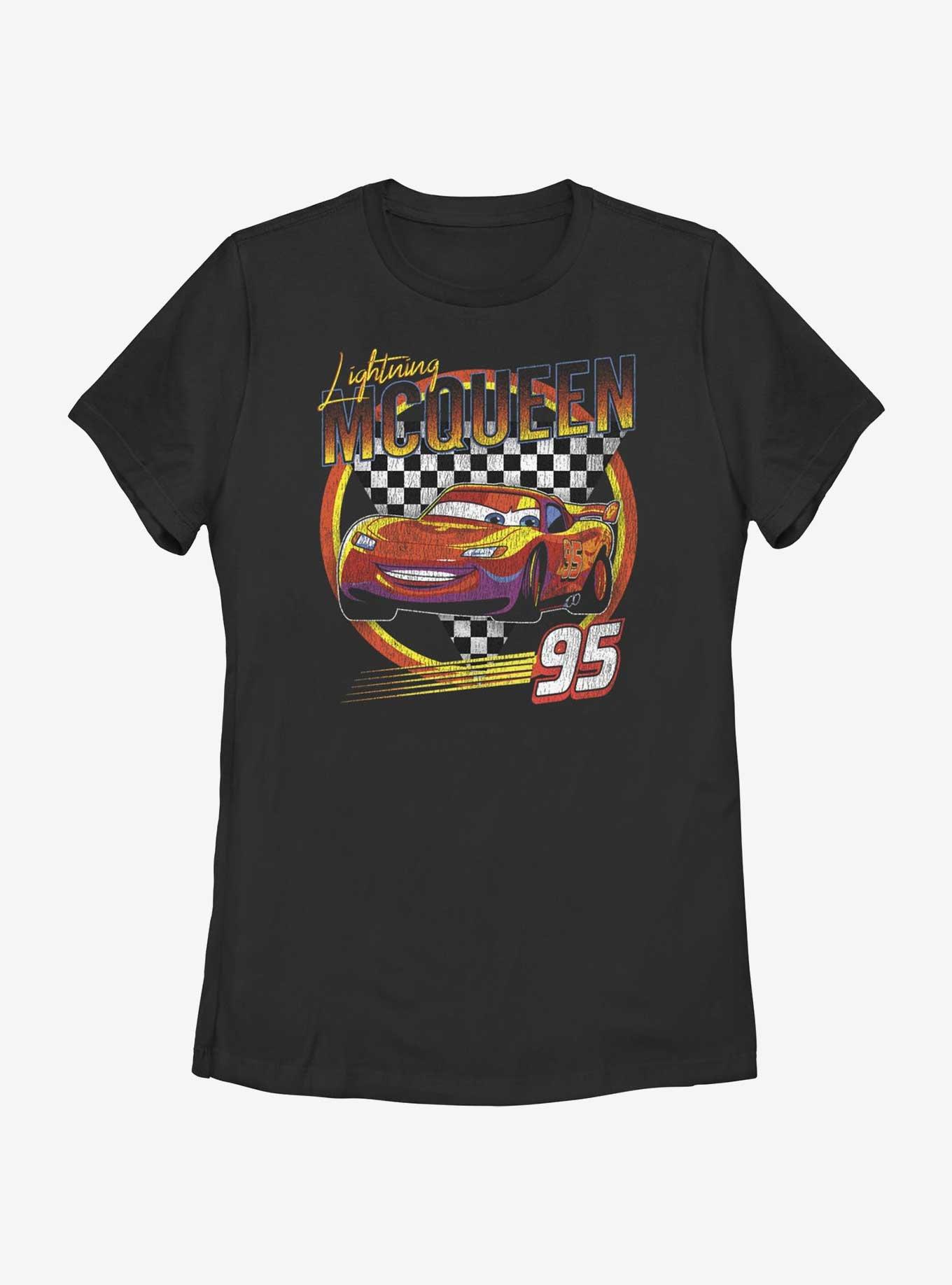 Disney Pixar Cars Lightning McQueen Vintage Womens T-Shirt, BLACK, hi-res